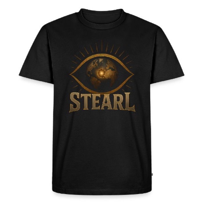 Black STEARL shirt with gold eye logo